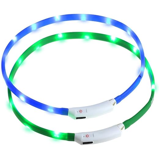 Zacro leuchthalsband Hund 2 Stück hundehalsband Leuchtend USB Wiederaufladbares und Längenverstellbareres Hunde Halsband mit DREI Beleuchtungsmodi für Hunde und Katzen