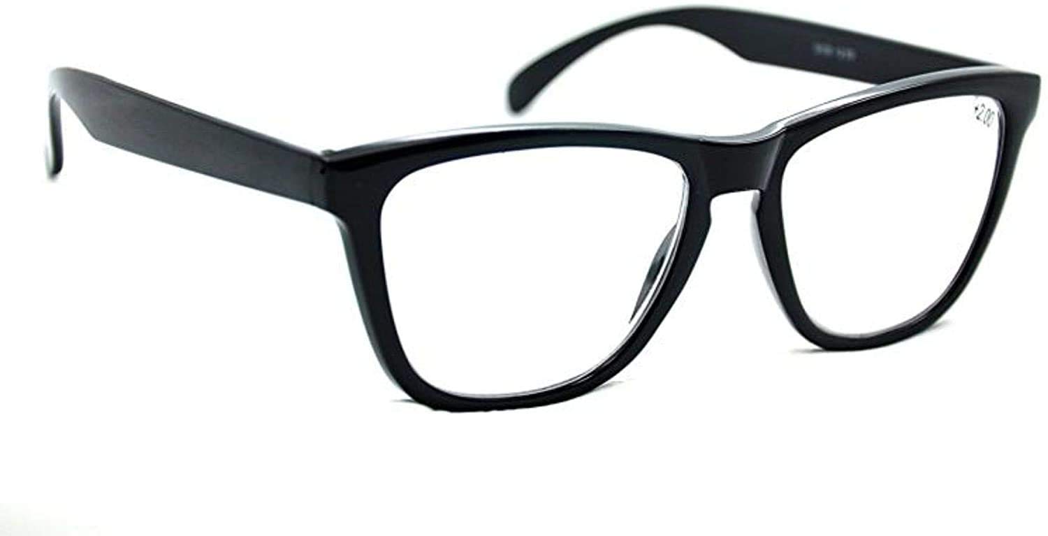 Fads & Fashions Unisex Matt Black Geek Nerd Retro Large Framed Oversized Reading Glasses Choose From 8 Frame Colours 9130 (, 4.0)
