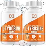 (2 Pack) L-Tyrosine 1000mg Capsules Brain Memory Supplements, L Tyrosine Lysine Mood Pills for Focus Thyroid Support Dopamine Serotonin Natural Energy Booster Amino Acids Vitamins - Men Women N Acetyl