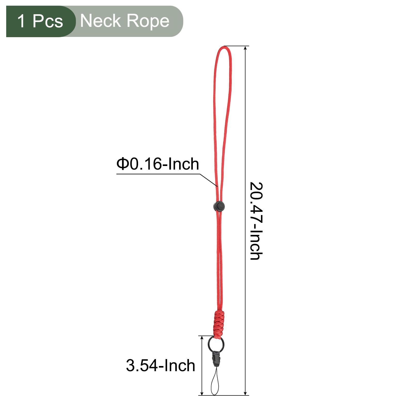 YOKIVE Paracord Lanyard, Necklace Keychains Cord | Metal Clasp Hook Ring Strap Great for Key, Whistle, Badge Holders, (Red, 20.5-Inch) - Image 2