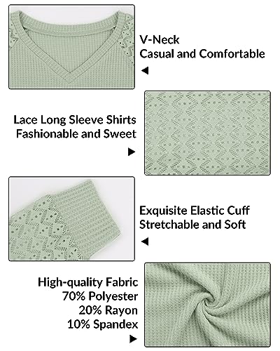 KEREDA Girls Long Sleeve Shirts Lace V-Neck Knitted Pullover Casual Blouses Tops 5-14 Years3