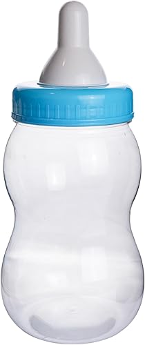 Evershine Banco de biberones de plástico, banco de ducha de bebé rellenable azul de 13 pulgadas, centro de mesa de botella de plástico Jumbo Baby