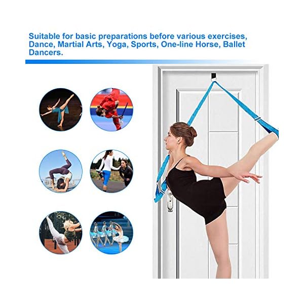 Podazz Leg Stretcher Strap, leg stretcher Adjustable Lengthened Ballet Extension Strap with Door Anchor-for Ballet, Dance Equipment for Stretching in Ballet, Cheerleading, Gymnastics (Aqua)