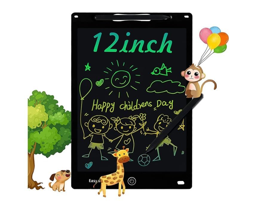 Image of Multicolor Magic Slate 12 inch LCD Tab Writing Tablet with Stylus Pen for Drawing Handwriting Kids & Adults Re-Writable Pad Birthday Gifts for Girls Boys