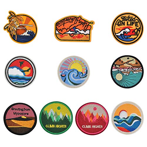 WOWOSS 10 Piezas Parche de Ropa Termoadhesivo, Parches Bordados para Decoración Jeans, Sombreros y Bolsos