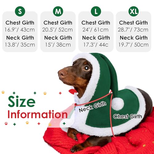 Capa Navideña para Perro AOFITEE con Gorro Verde miniatura 4