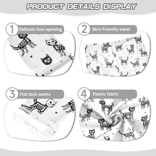 Girls' Athletic Leggings Ankle Length Yoga Dance Pants Kids Teen 4T Skull Cat Love3