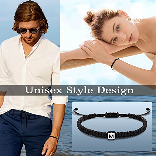 Initial Bracelets for Women Men Gifts for Her Teen Girl Best Friend Birthday Graduation Dainty Braided Bracelets Letter A-Z Charm Adjustable Link Mother's Day Jewelry Mom Christmas Gifts Valentine's Day Jewelry