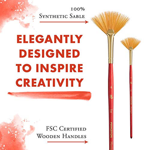 Princeton Heritage, Series 4050, Synthetic Sable Paint Brush For Watercolor, Fan, 4 #TOP3