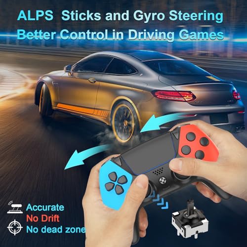 Image of Enstixsm Upgraded for Luna Controller with Back Paddles,Turbo,Wireless Fire TV Game Controllers for PC,GeForce NOW,Firestick,Replacement for Luna Gamepad with ALPS Joystick,No Drift Stick, Blue and Red (Blue and Red)