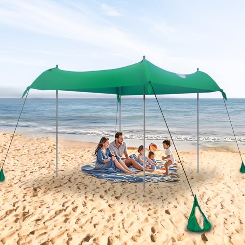 Image of UMARDOO Family Beach Tent Canopy Sun Shade Portable, Large Compact Beach Sun Shelter Easy Setup with Packable Bag for Outdoor Travel (Green, 12X12 FT.)