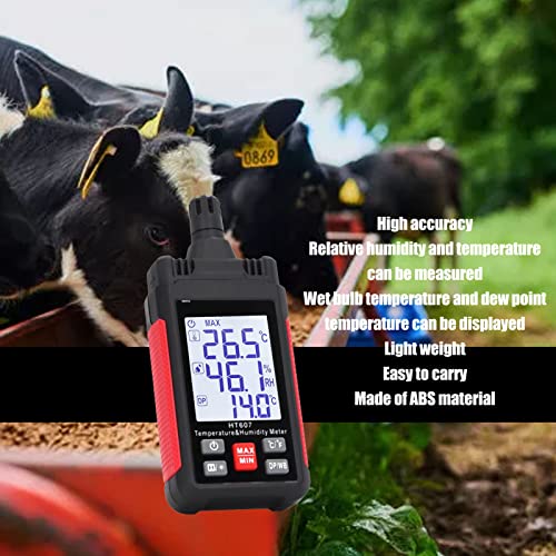 Kadimendium Handheld Temperature Humidity Meter High Accuracy ABS Hygrometer Thermometer Temp Detector with Ambient Dew Point Wet Bulb LCD Backlight - Image 3