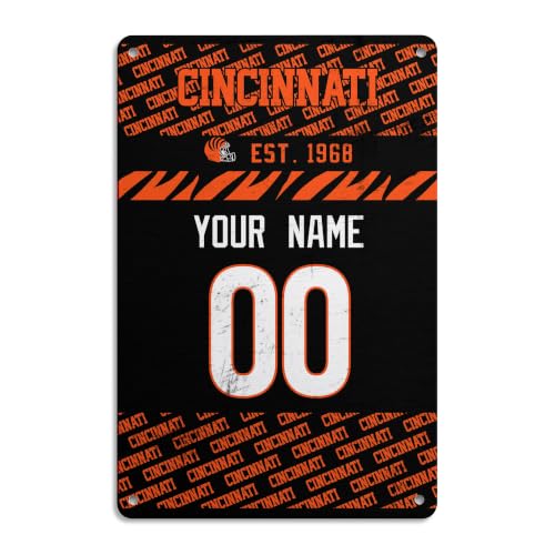 Image of Cincinnati Metal Sign for Outside Custom Name and Number Gifts