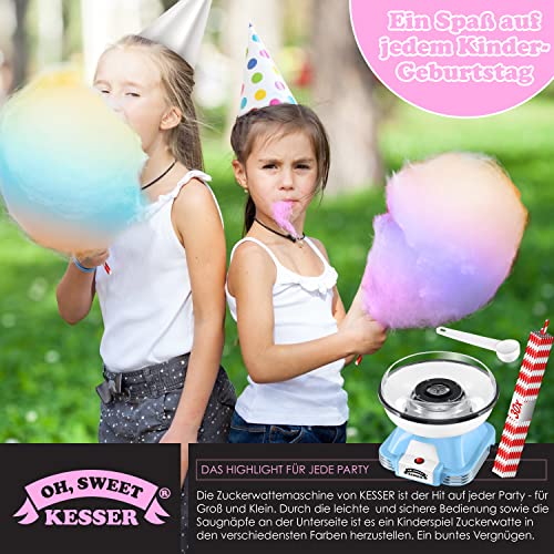 KESSER® Zuckerwattemaschine Set für Dein zuhause - Mit 30x Zuckerwatte Stäbchen & Messlöffel - Retro Cotton Candy Maschine - Zuckerwatte Maschine Mit Zubehör - Höhe 22 cm - 500 W Blau Weiß – Bild 5