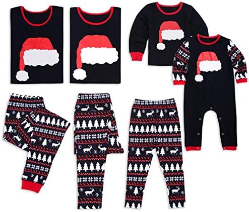 Christmas Hat Family Matching Xms Pajamas,Cotton Sleepwear Holiday PJs Sets Dad M