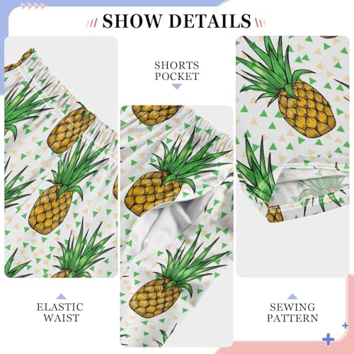 ZZXXB Geometry Pineapple Boys Long Pants Soft Trousers Elastic Waist Kids Lounge Bottoms with Pockets S-XL4