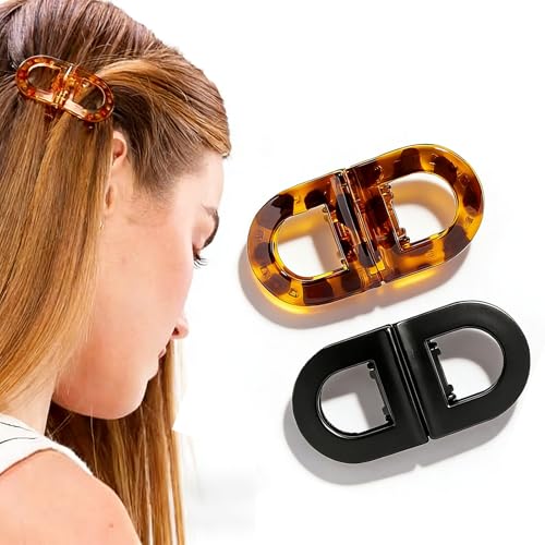 Magnetic Hair Clips,Strong Hold No-Slip Smart Magnetic Hair Clips for Women,Seamless & Comfortable Hair Accessories (Black and Leopard print)