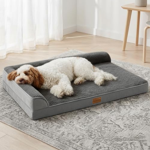 Jolifield Orthopedic XL Dog Bed Large Sized Dog 42''X28'', Waterproof L Bolster Egg Crate Foam Big...