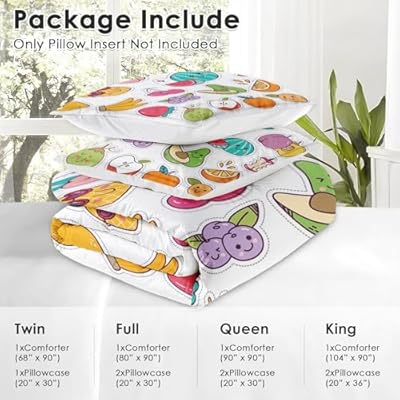 Cute Lemon PineappleBedding Set for Boys Girls Bedroom Decor, Kawaii Fruit Strawberry Comforter Set, Kids Adult Toddler Bedroom Quilted Duvet and 2 Pillow Shams (Queen) 51qf0M9DVAL. SS400