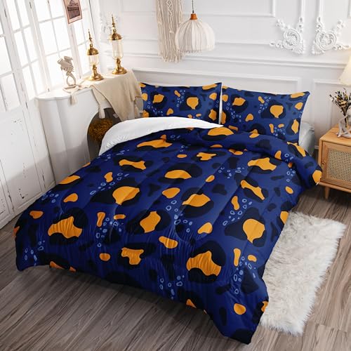 Image of Kids Comforter Set Orange Spots Printed Pattern Bedding Set with 1 Comforter and 2 Pillowcases for Girls Boys Bedroom All Season(Orange Spots Full)
