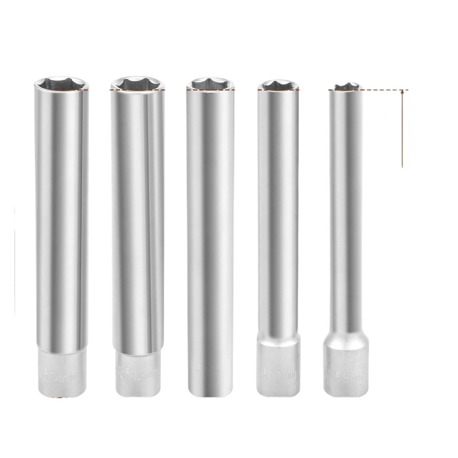 Ryqzhhy 5Pcs Hexagon Deep Hex Socket 3/8 Drive Crv Deep Nut Driver Hex Socket Torque Ratchet Wrench Bit Adapter(5Pcs Hexagon)