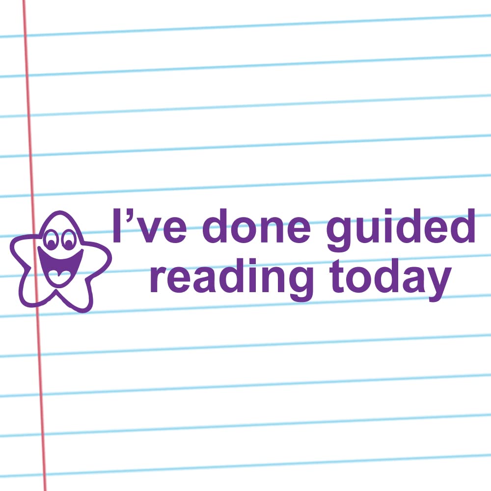 Classroom Capers I've Done Guided Reading Today Self-Inking Teacher Stamp, Reinkable, Quality School Stamp 10x39mm Purple Ink.