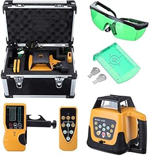 Iglobalbuy Rotary Laser Level Green Laser Self Leveling Kit, 500M Green Beam 360° Automatic Self-leveling Rotary Rotating Laser Level Tool w/ Remote Control & Aluminum Case