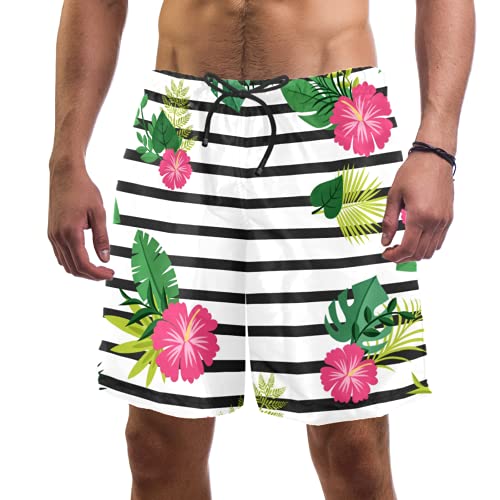 Short de bain homme doublure maille anti-frottement motif floral