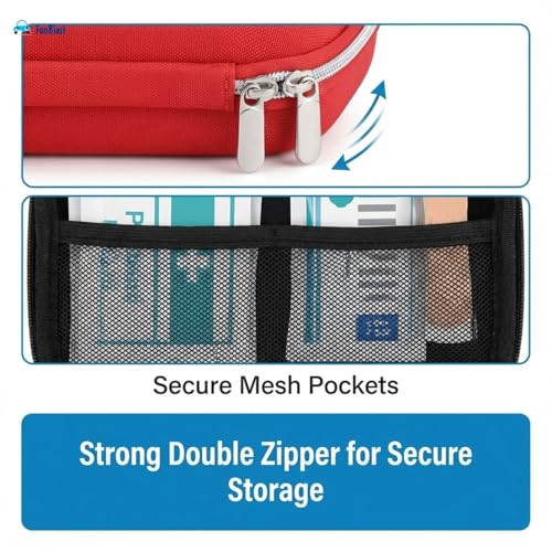 Image of FunBlast Canvas First Aid Pouch - Portable Medicine Bag for Travel, Medicine Storage Bag, Pill Organizer, Zippered Medicines Bag for School, Travel, Camping (Small)