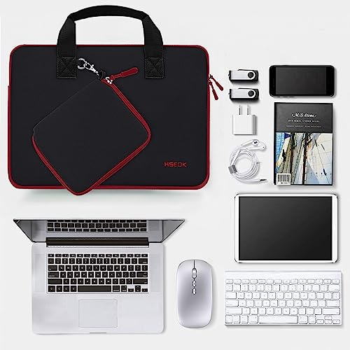 Image of Hseok Laptop Sleeve 13.3-14 inch Case with Small Pouch, Neoprene Computer Bag Compatible with MacBook Neo /Pro 14 M5 /M4 /M3 /M2 /M1, Mac Air /Pro 13.3, XPS 14 and Most 13-14 inch Notebooks,B01K02