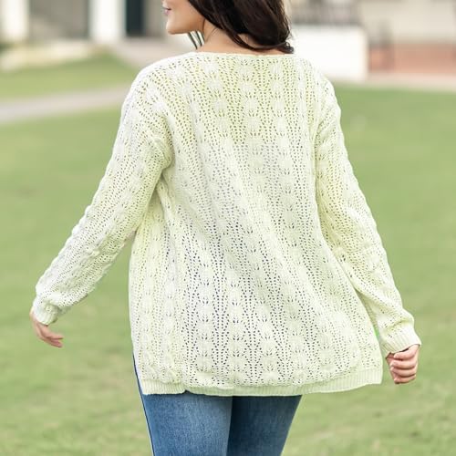 Loxdonz Women's Crochet Cardigan Long Sleeve Lightweight Soft Open Front Knitted Kimono Sweater Cardigans3