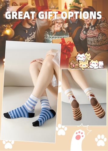 Women's Animal Print Ankle Socks, Cat and Dog Design, Novelty Gift for Pet Lovers, Multi-Pack