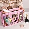 Yowivon Clear Stuff Tote Bag Pink Big Travel Cosmetic Makeup Toiletry Bag with Handle and Zipper, Transparent Waterproof Beach Sunscreen Bags Stadium Concert Snack Bags for Women #5