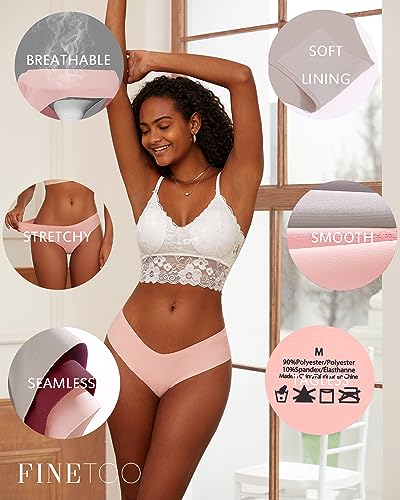 Women’s Seamless Underwear Soft Stretch Briefs Invisibles Hipster V Cut cheeky No Show Bikini Panties 5 pack XS-L2