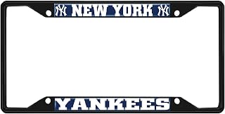 Fan Mats 31314: New York Yankees Metal License Plate Frame Black Finish, Blue