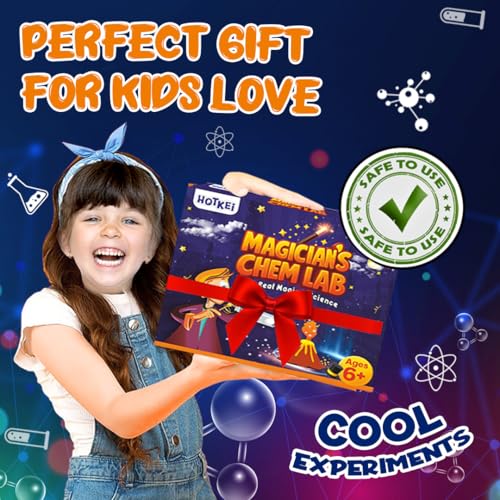 Image of HOTKEI Magicians Chem Lab Educational Science Magic Experiment Kit Toys Games for Kids Boy Girl Age 6 7 8 9 10 12 Year Scientific Magic Tricks Kit Project Toy Birthday Gifts for Boys Girls Science Kit