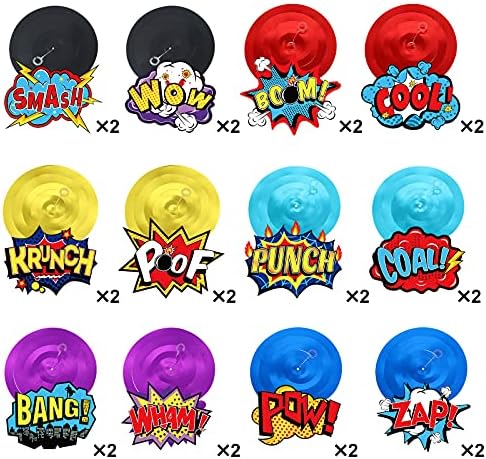 54 Pieces Hero Themed Party Decorations, Fun Hero Theme Party Sign Cutouts Foil Ceiling Hanging Swirls Streamers for Kids Adults Hero Birthday Celebrating Party Baby Shower Supplies (Vintage)