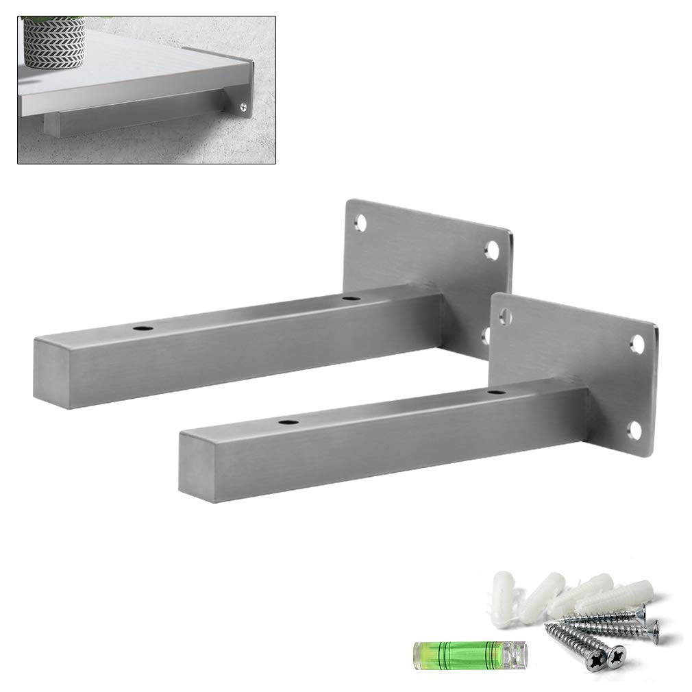 Support d'étagère murale en acier inoxydable brossé pour fixer vos étagères flottantes de bureau