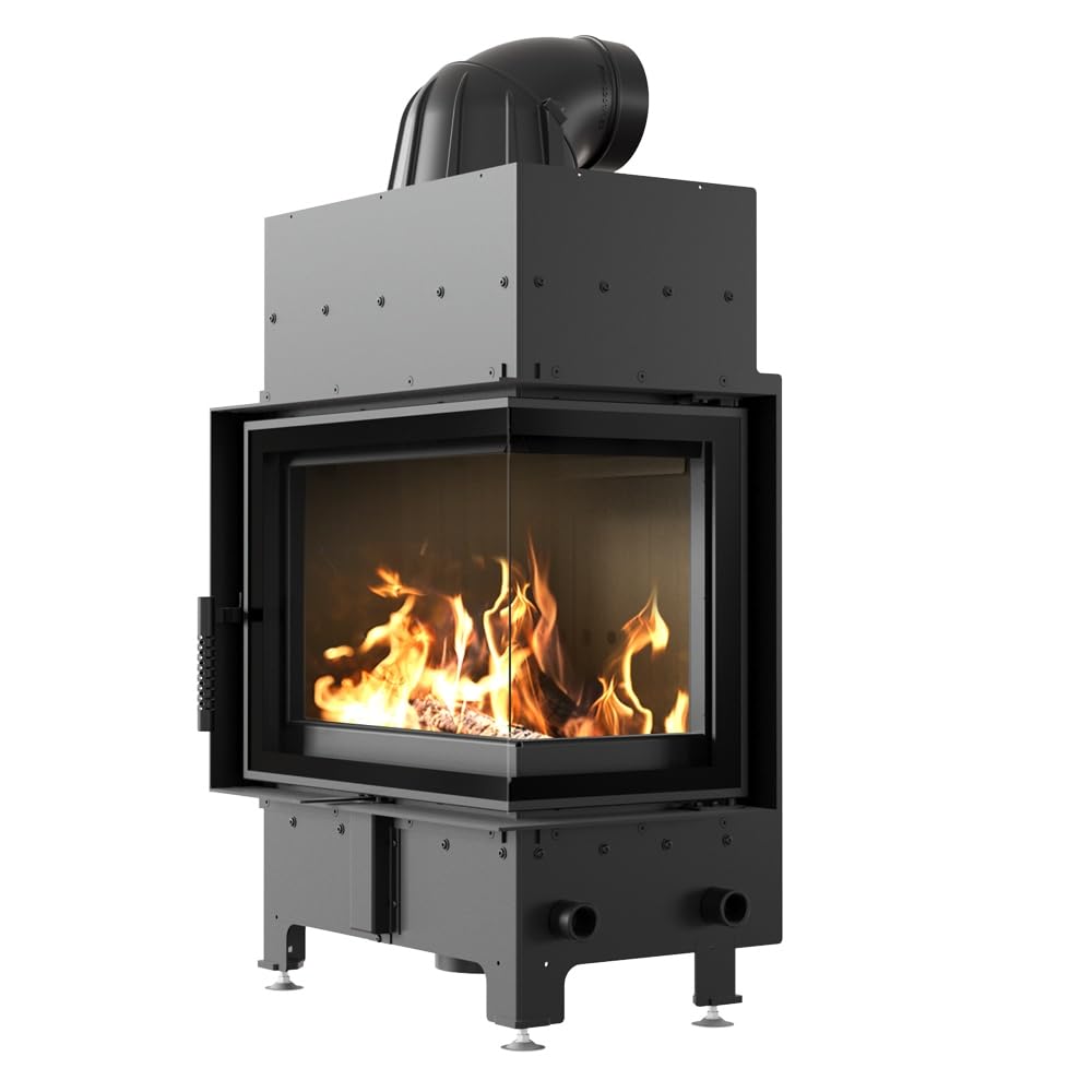 KRATKI Camino in acciaio 8 kw Floki destra fi 160 Nero inserto camino BImSchV Livello 2 per legno