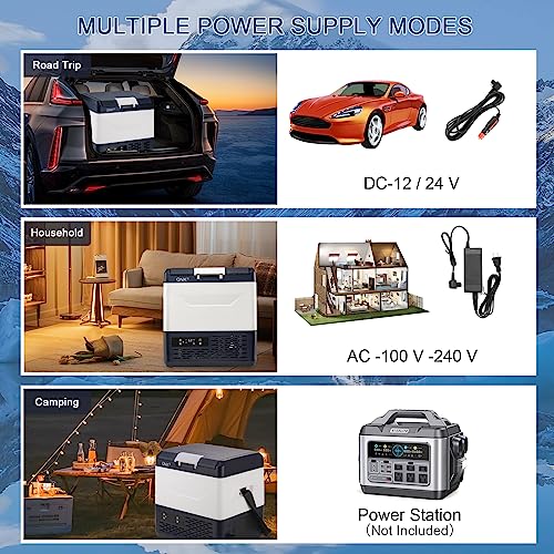 Qnk 13Qt(12L) Portable Car Refrigerator 12 Volt Mini Fridge Compressor Freezer Rv Cooler For Camping Truck Van Suv Boat Party Trips W/App Control 100-240V Ac & 12V/24V Dc -4℉-68℉ #TOP6