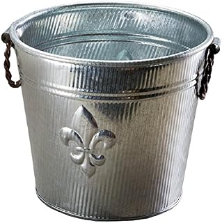 Galvanized Tin Metal Ice Bucket for Party Drinks or Planter Pail with Twisted