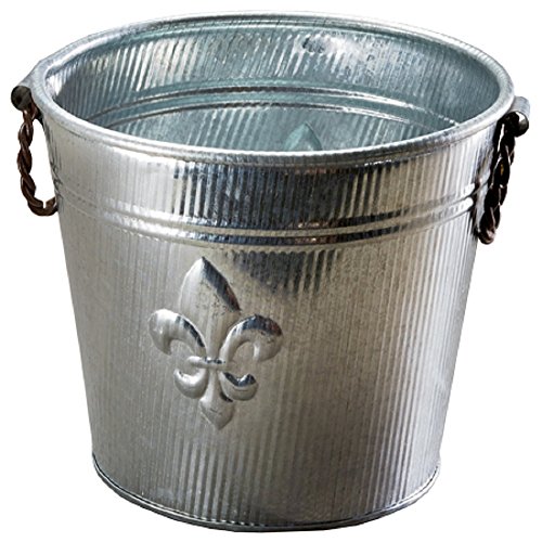 Galvanized Tin Metal Ice Bucket for Party Drinks or Planter Pail with Twisted
