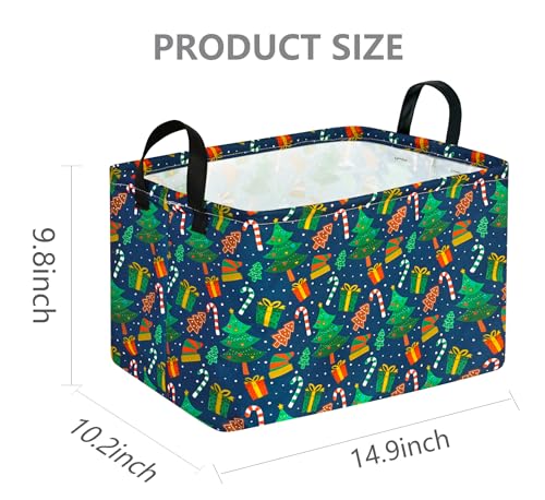 Image of Rectangular Christmas Basket Storage Bin Collapsible Nursery Hamper Book Shelf Basket Xmas Party Box