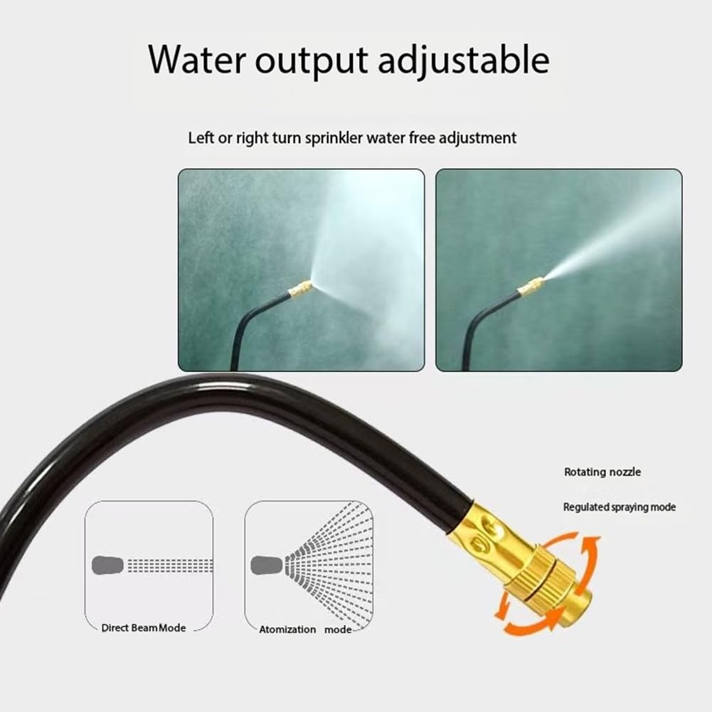 Sistema de riego automático con enfriamiento por pulverización, kit de manguera de agua para pulverización, patio exterior, jardín, invernadero, piscina, sistema de aspersores, boquilla atomizadora