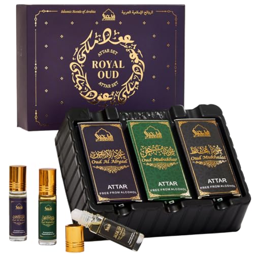 Dukhni Royal Oud Attar Oil Set Pure original Oudh oil, Islamic fragrances, Eid & Ramadan gifts for...