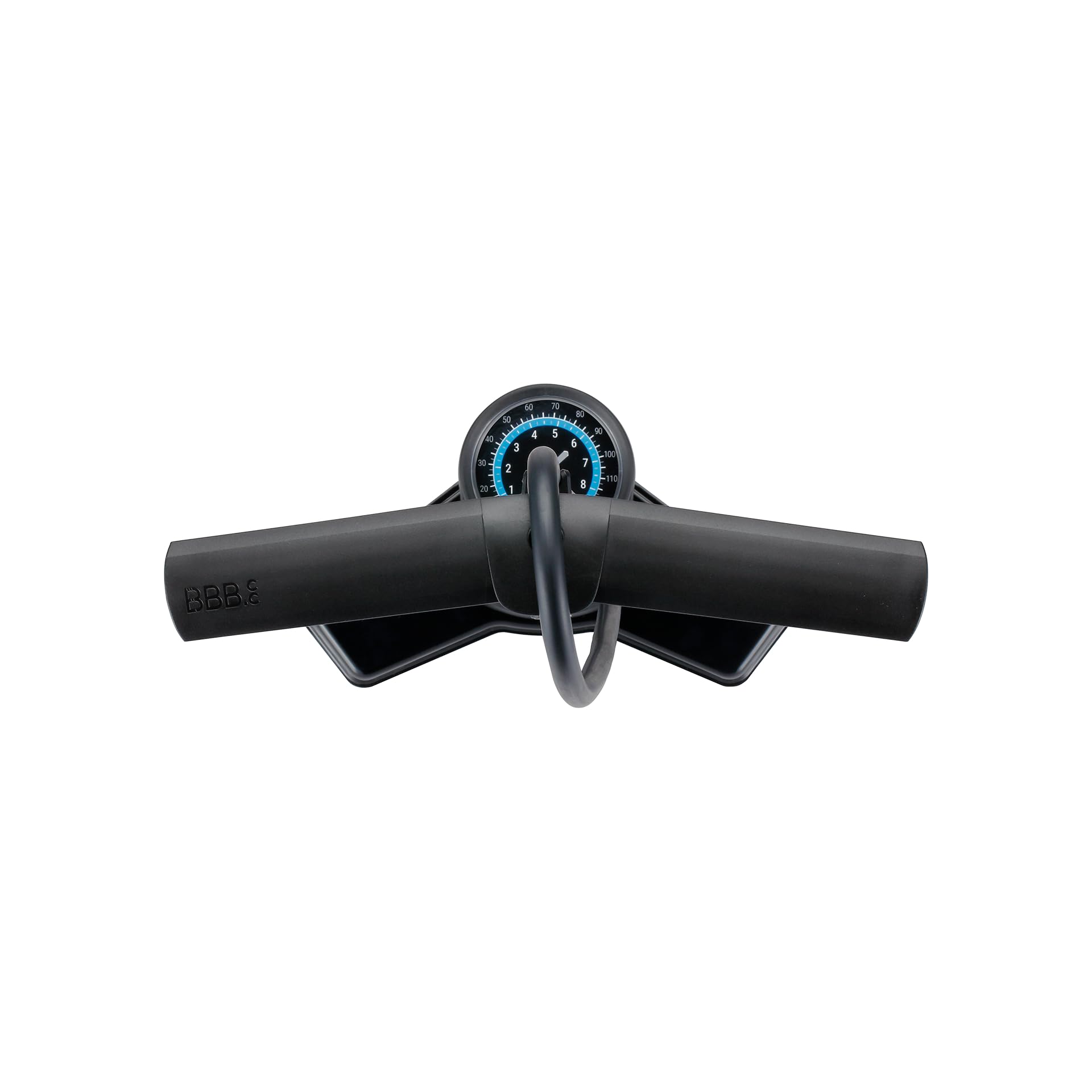 BBB Cycling AirSmart Fahrradpumpe mit Druckanzeige | Starke und präzise Standpumpe | Kompatibel mit Presta, Schrader und Dunlop | 120 cm Hochdruckschlauch aus Gummi | Schwarz | BFP-42