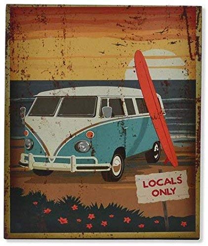 AVENUELAFAYETTE Cadre Tableau Bois Surf Plage - mer - Vintage rétro - 25 x 25 cm (M2