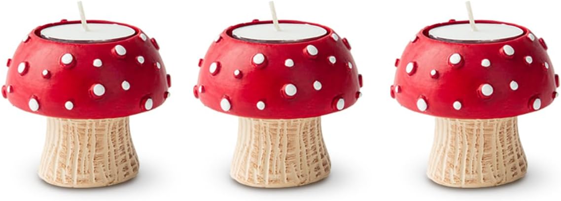 Mushroom Tealight Candle Holder Set of 3 Resin Fairy Cottagecore Decor