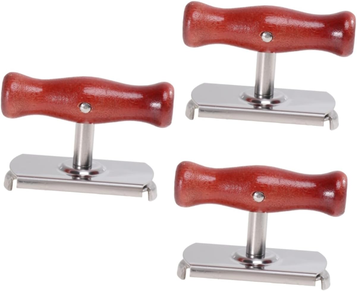 3pcs Stainless Steel Adjustable Lid Opener Wooden Handle Versatile Jar and Bottle Opener for Home Camping and Outdoor Use Fits Containers