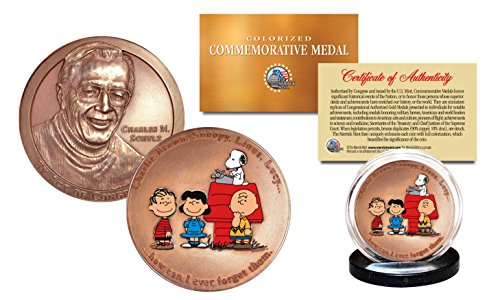 Colorized Charles Schulz Commemorative Medal Peanuts Coin Snoopy Charlie Brown #TOP7